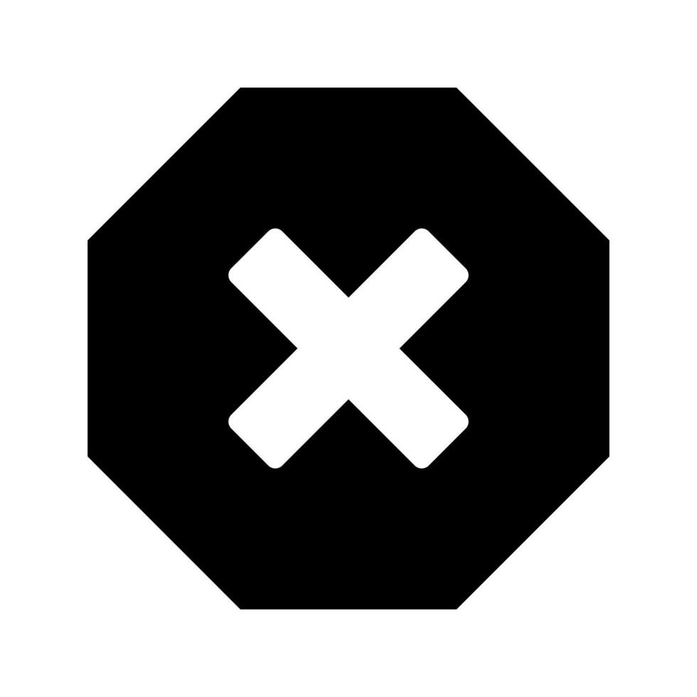An x symbol in a black hexagon vector