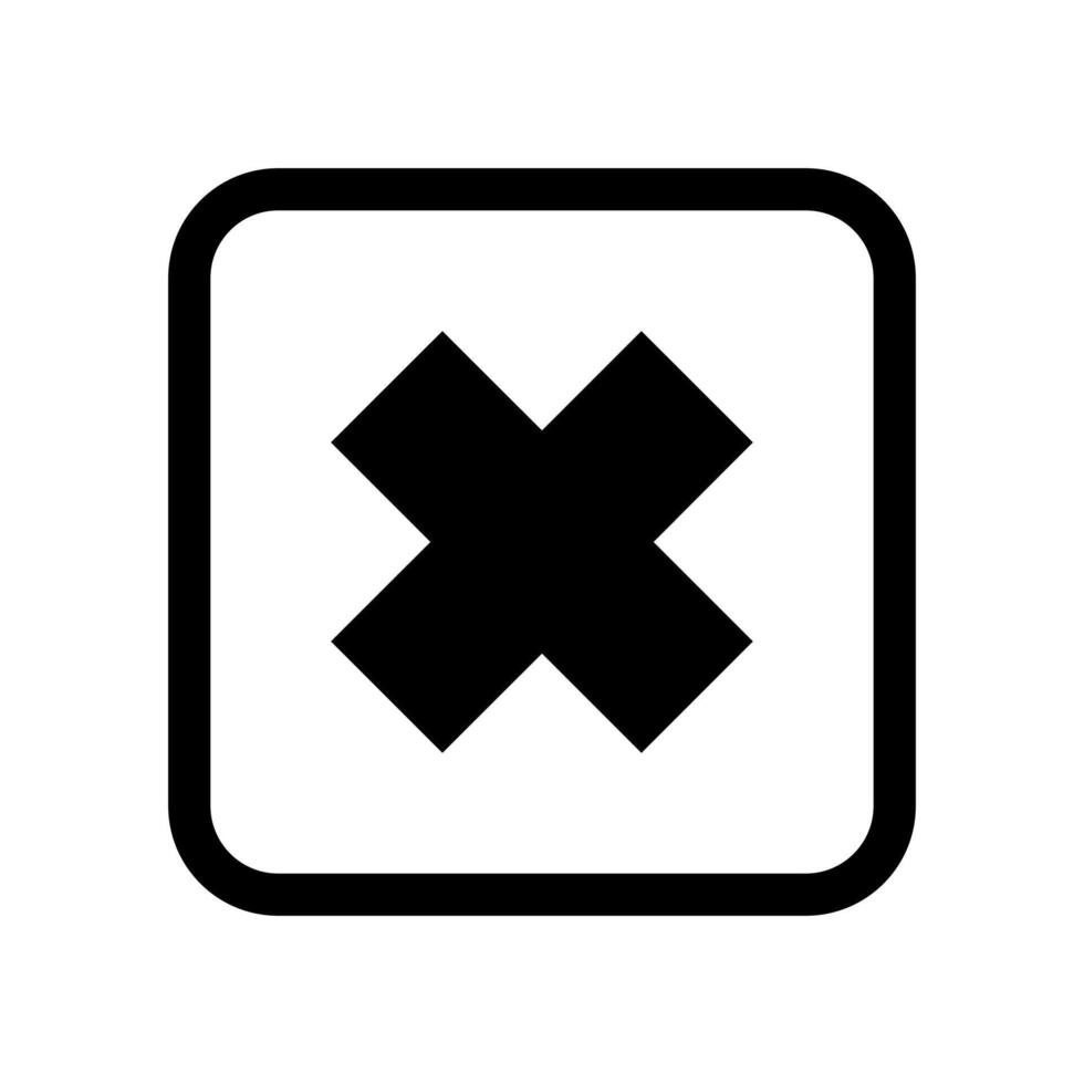 An x mark in a square with a white background vector