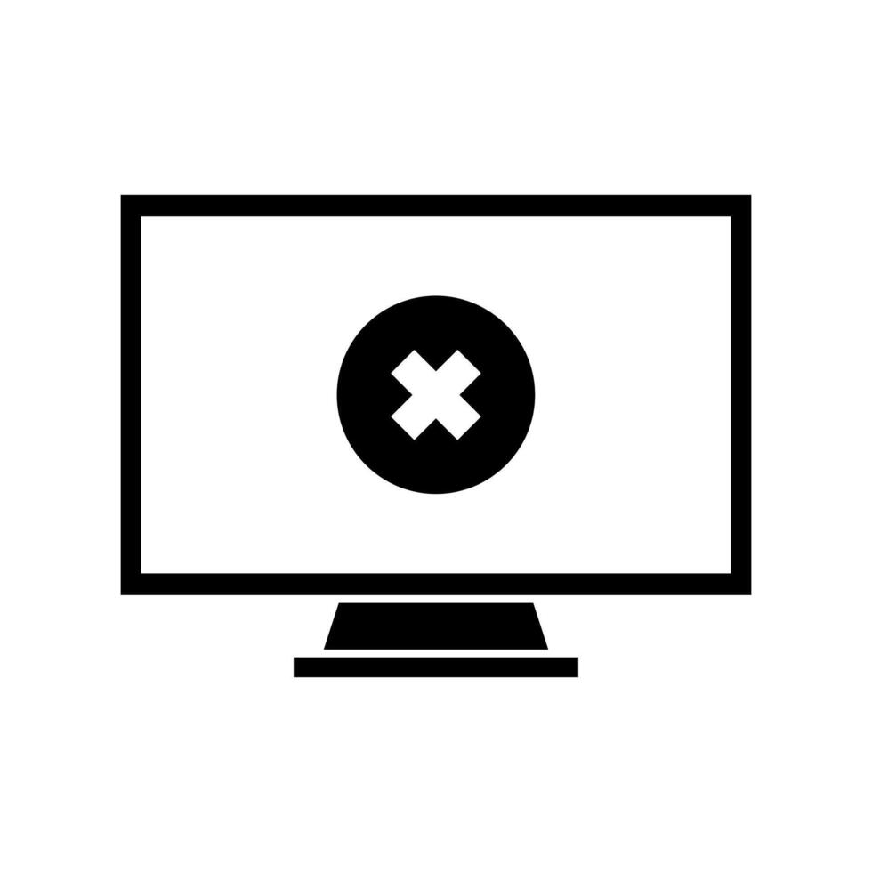 A computer monitor with an x on it vector