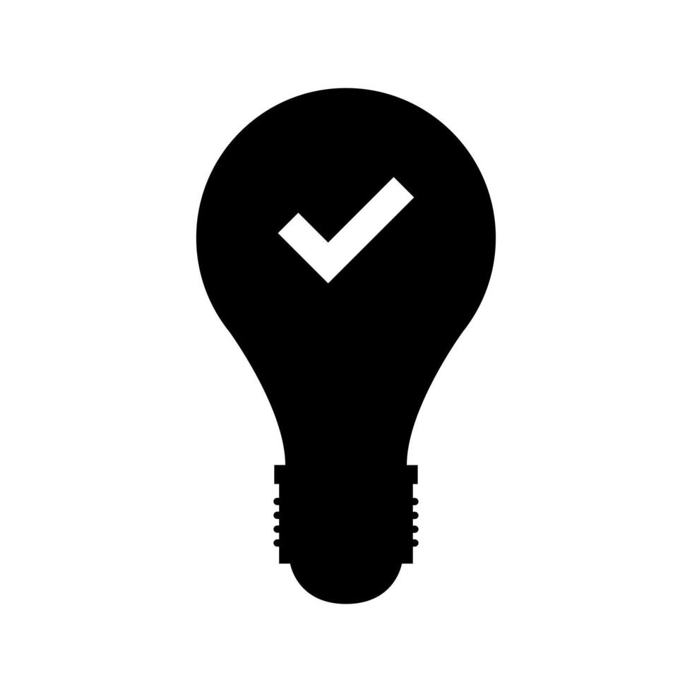 A black light bulb with a tick mark on it vector