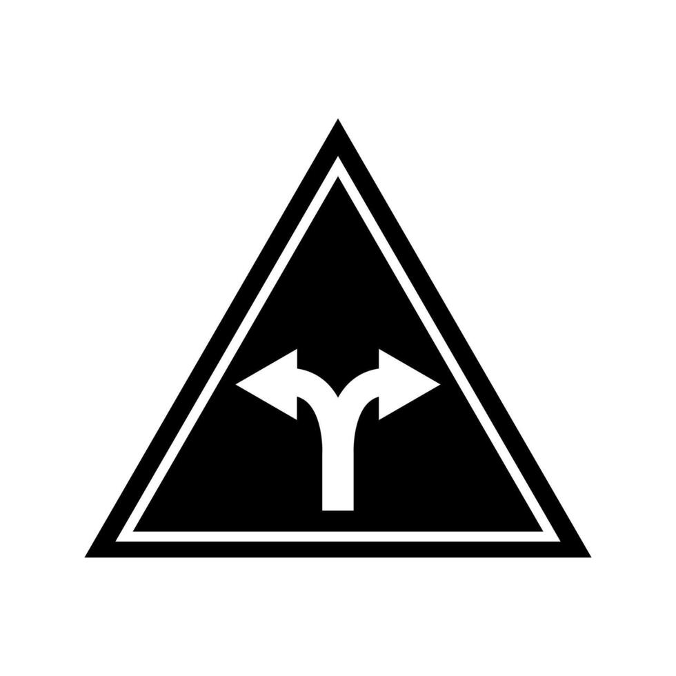 A black and white triangle with an arrow pointing in the opposite direction vector