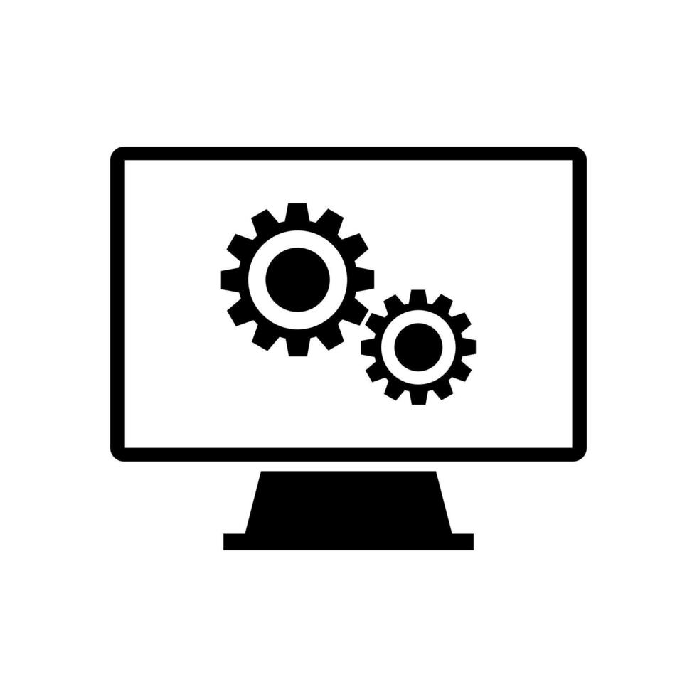 A computer monitor with gears on it vector