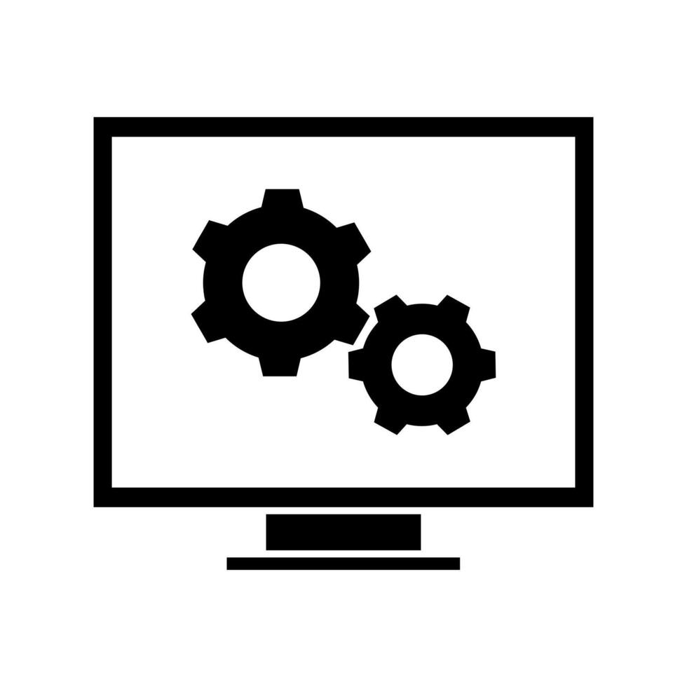 A computer monitor with gears on it vector