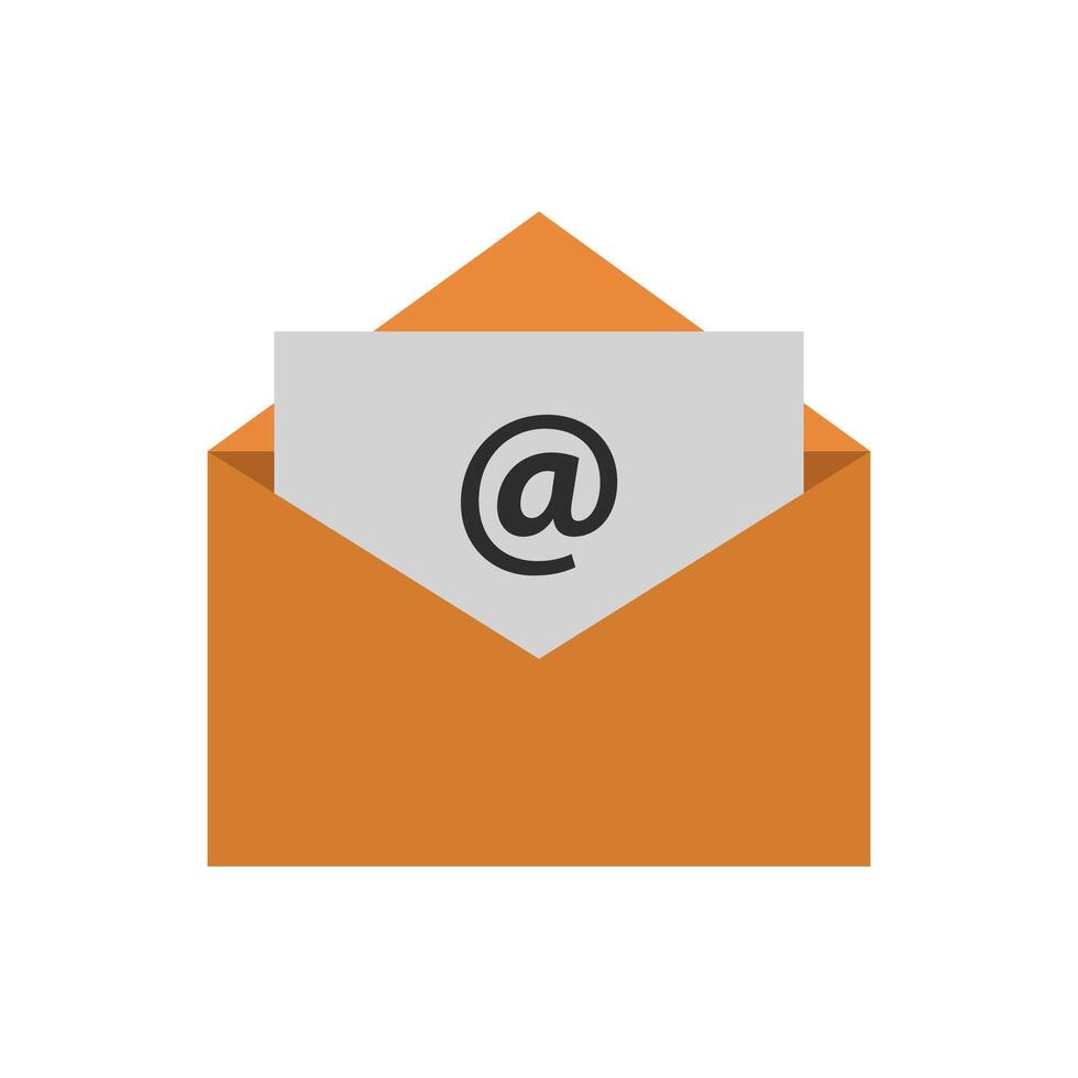 An email envelope with an at sign on it vector