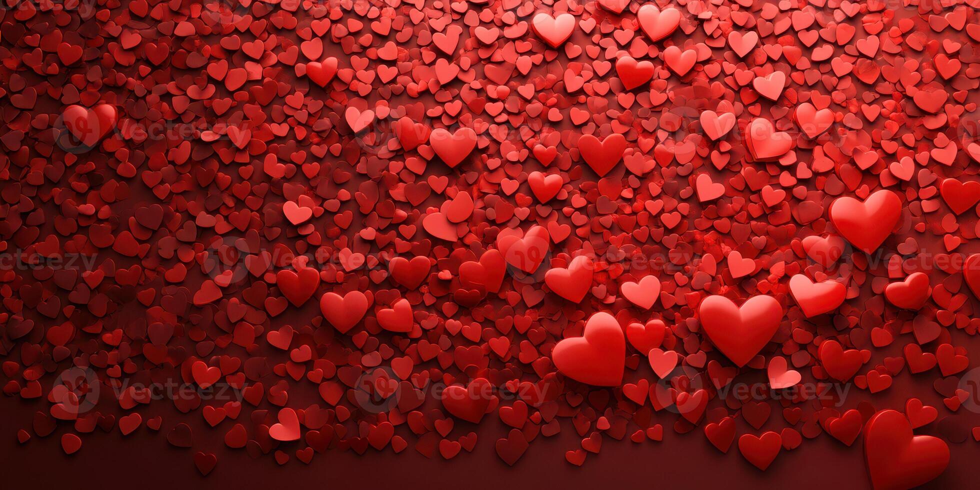 Red hearts fill the background, creating a vibrant and romantic atmosphere for celebrations and special occasions photo