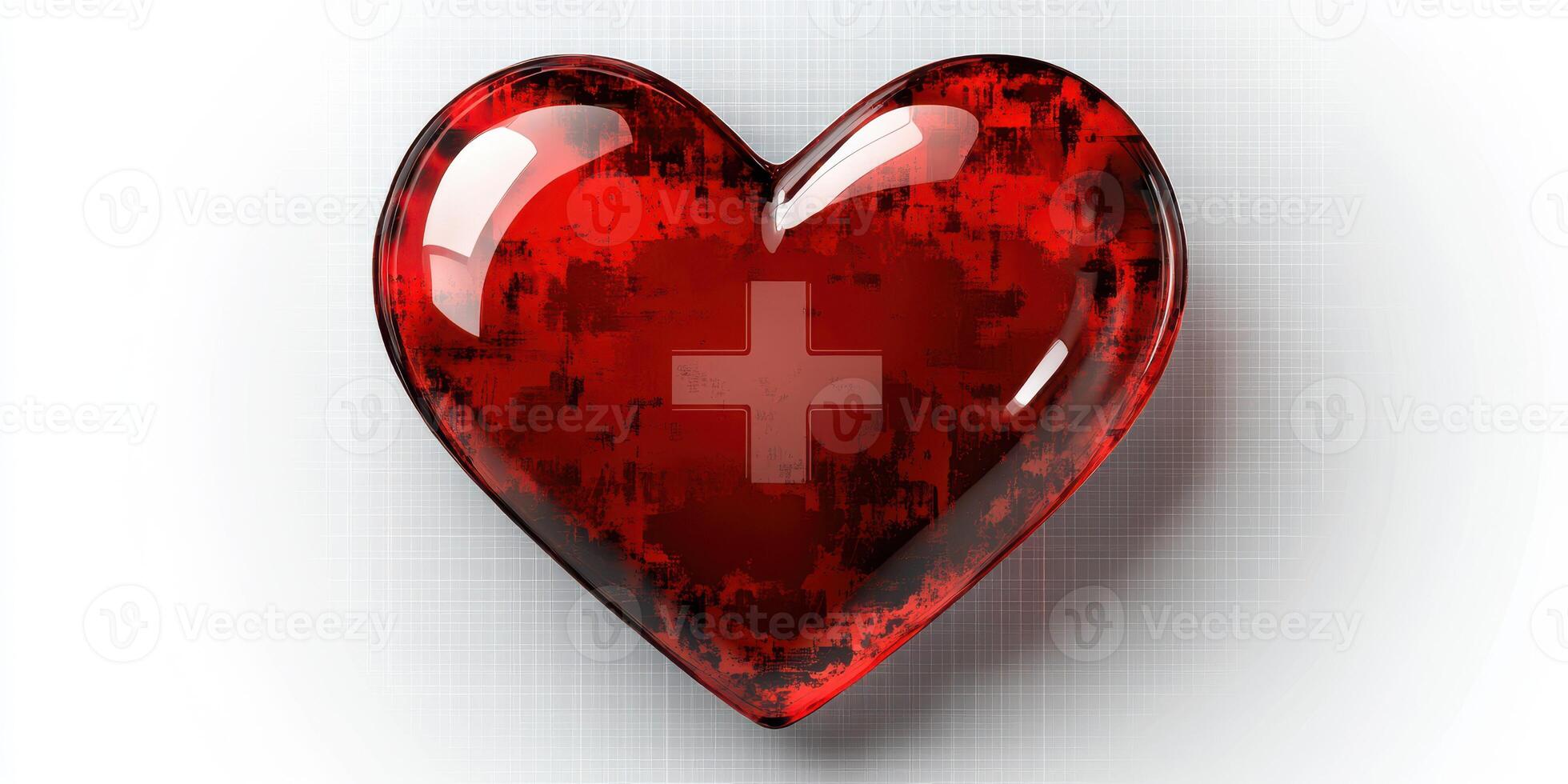 Heart symbol with medical cross in red showcasing health and wellness themes in a creative design photo