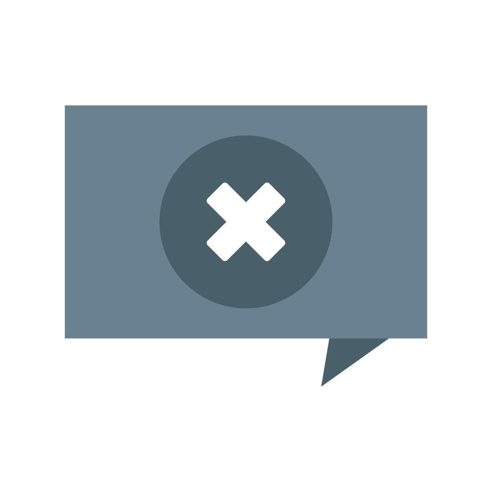An icon of a speech bubble with an x vector
