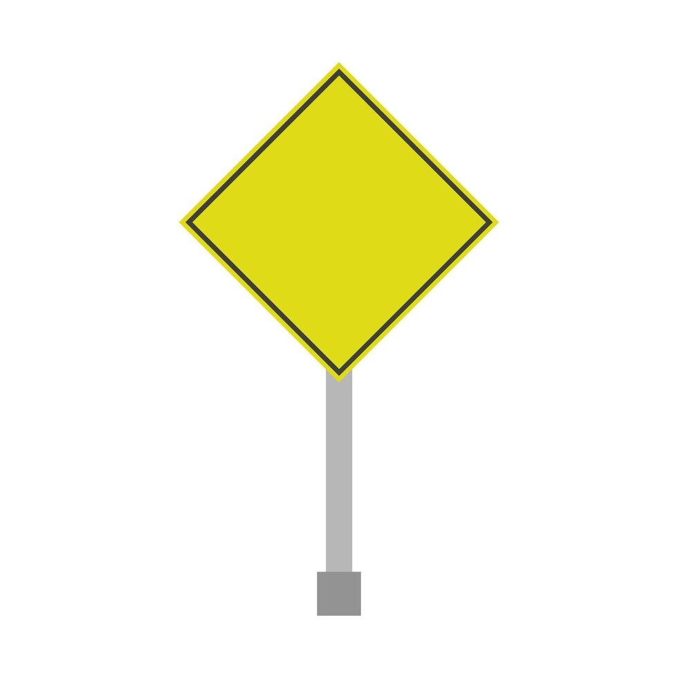 A yellow sign on a pole with a white background vector