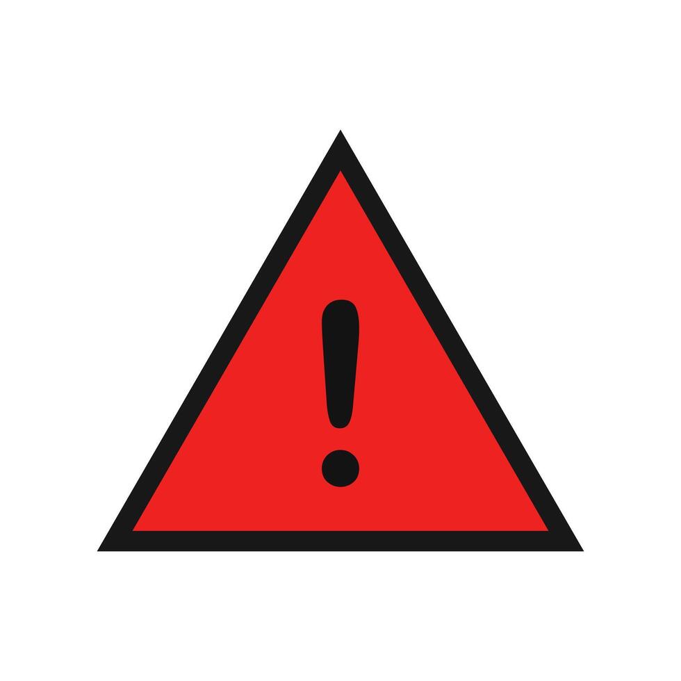 A red warning triangle with an exclamation mark vector