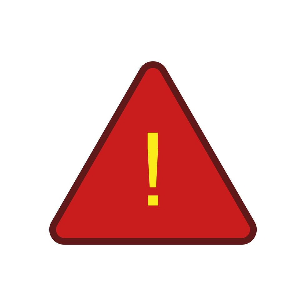 A red warning triangle with an exclamation mark vector