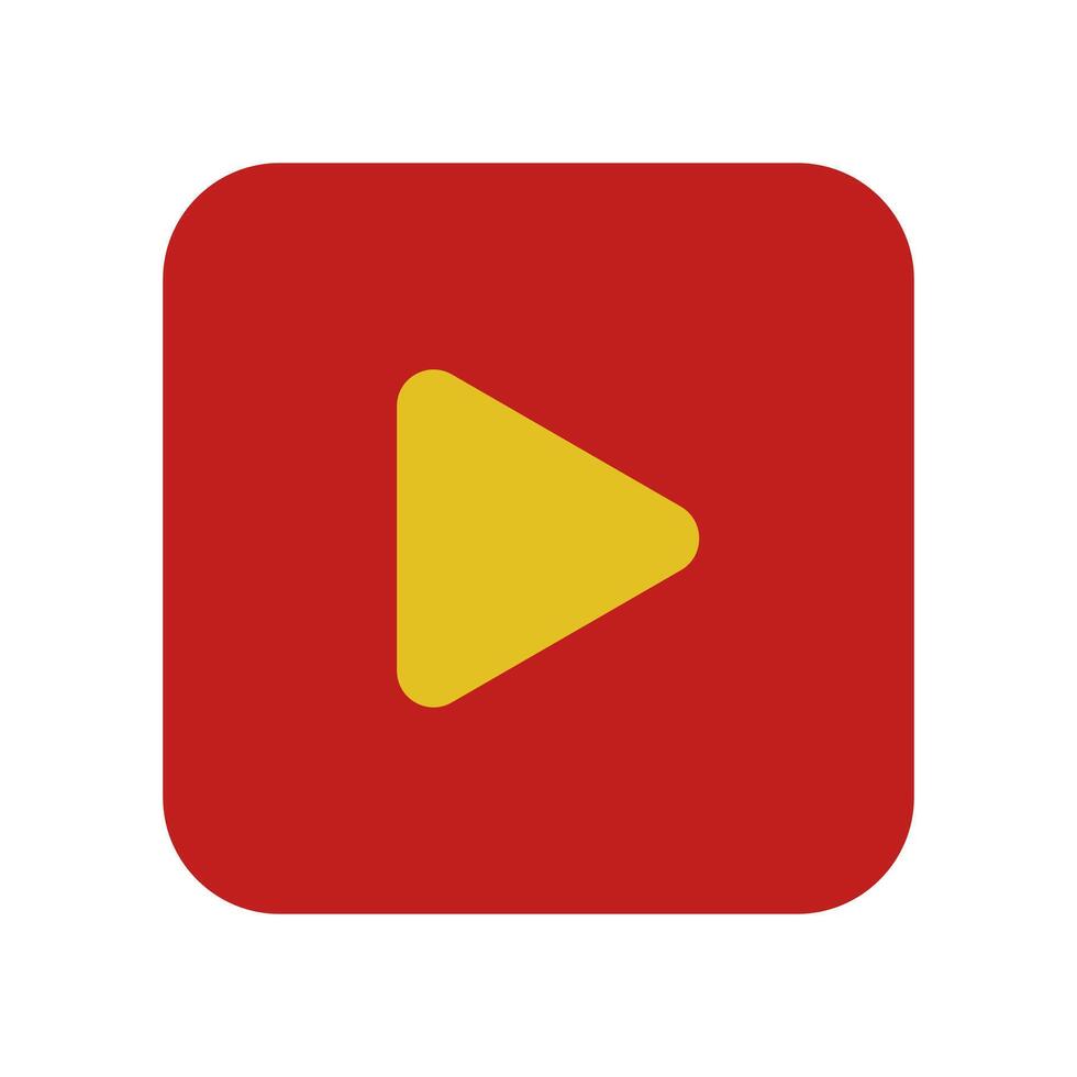 A red and yellow play button on a white background vector