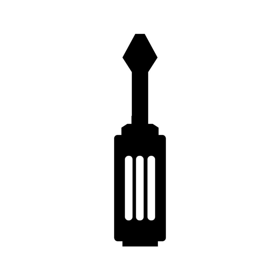 A black and white icon of a screwdriver vector