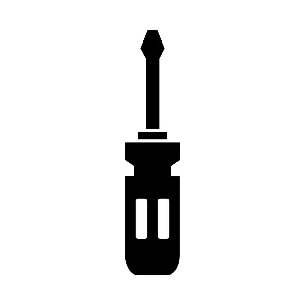 A black and white icon of a screwdriver vector