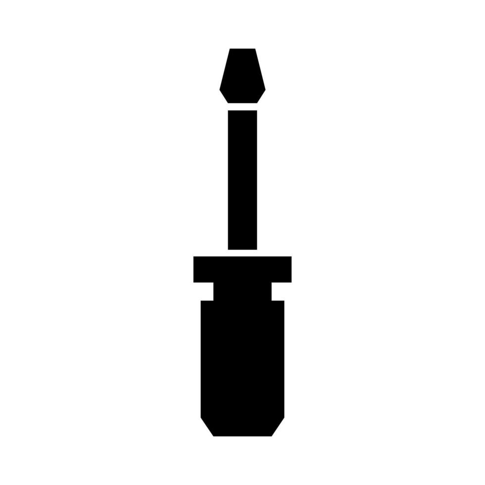 A black and white icon of a screwdriver vector