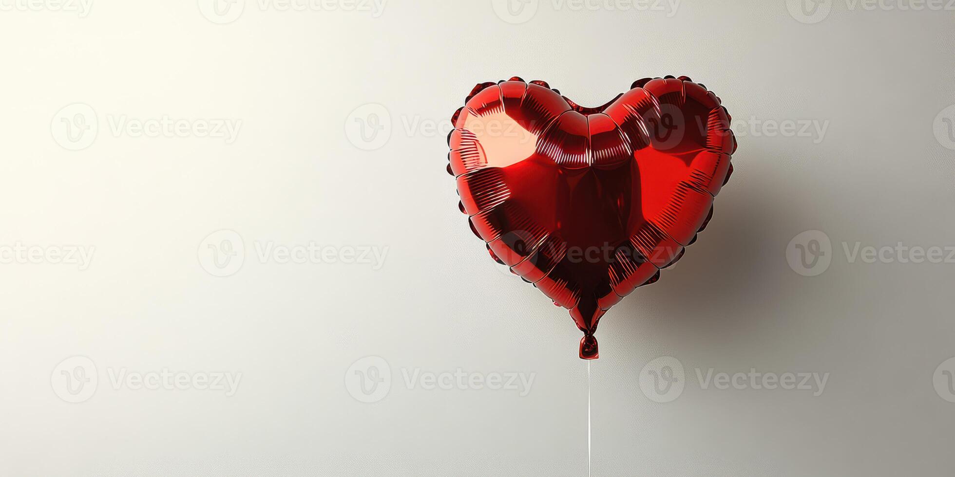 Heart-shaped balloon floating against a light wall, adding a festive touch to a romantic setting photo