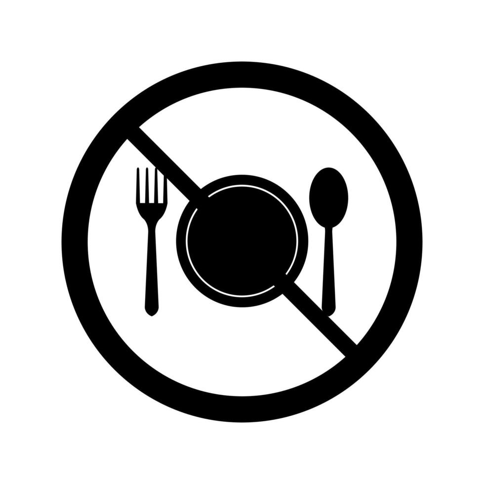 No eating sign with fork and spoon on white background vector