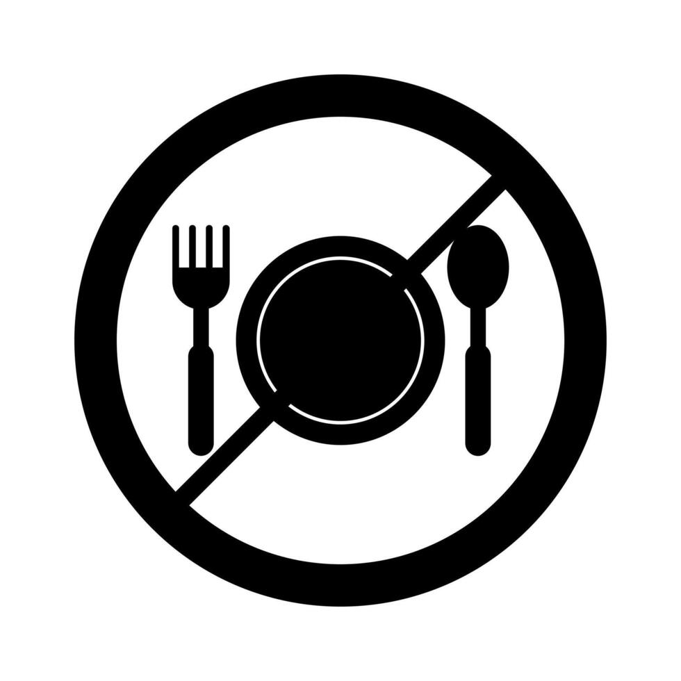 No food sign with fork and spoon in black circle vector