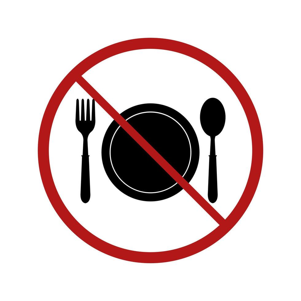 No eating sign with fork and spoon on white background vector