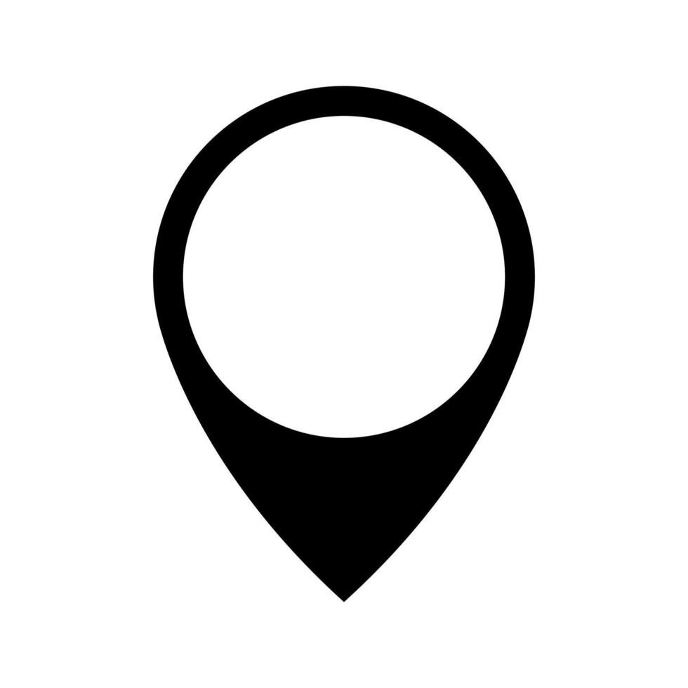 A black pin with a white circle on it vector
