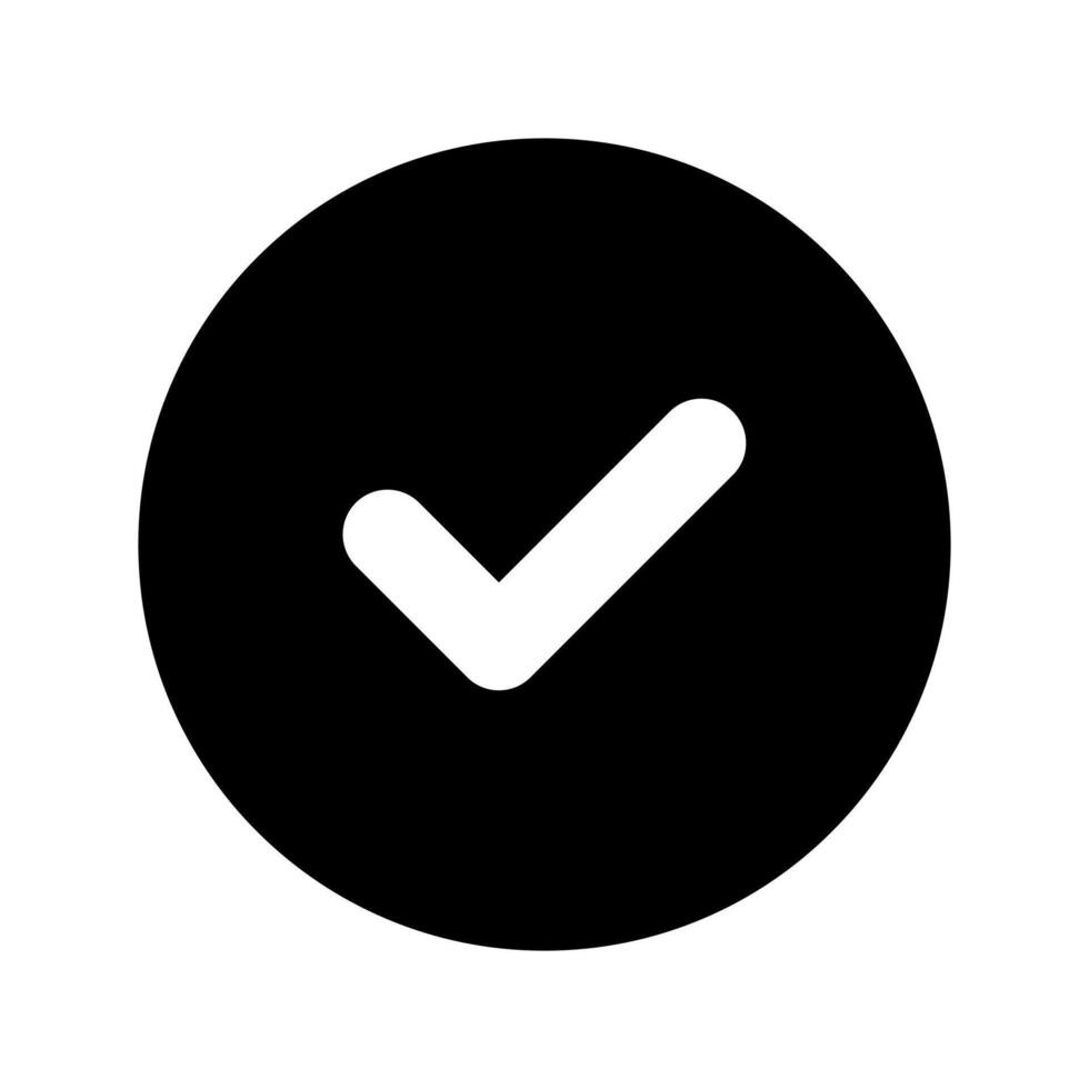 Check mark icon in black circle vector