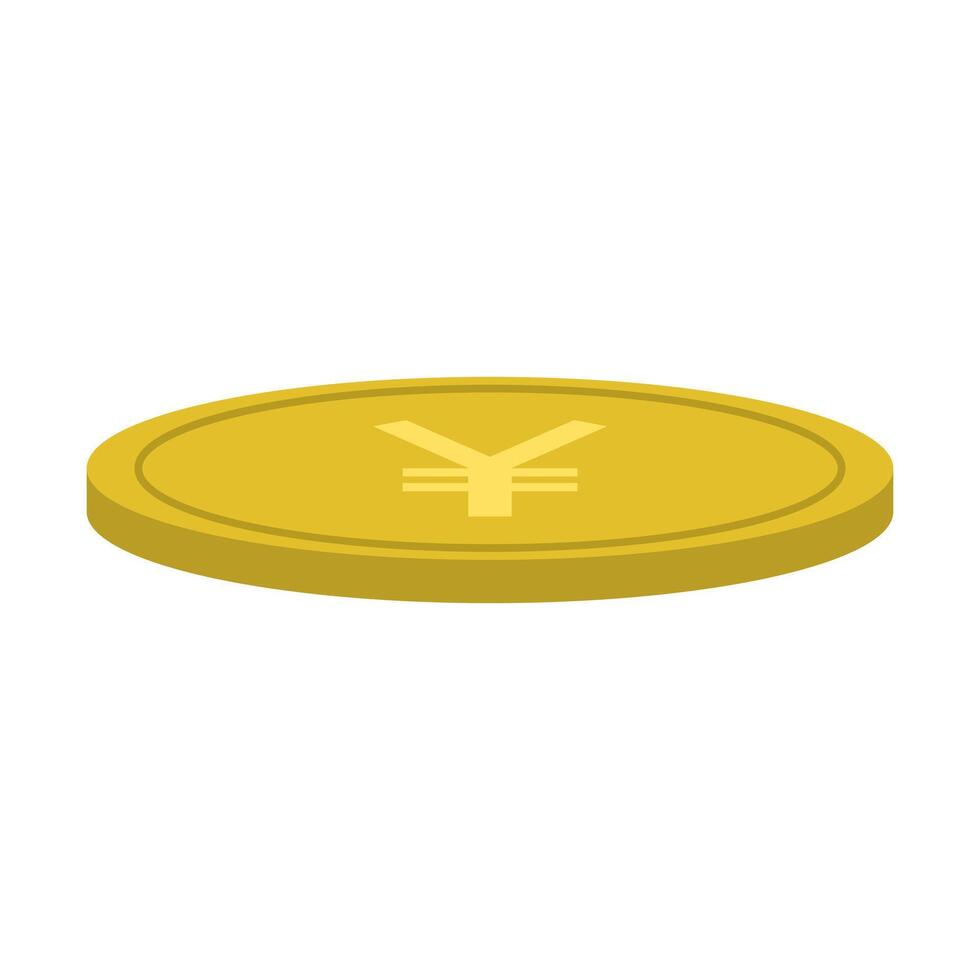 A yellow coin with the symbol of the yen vector