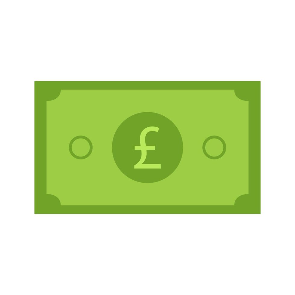 A green pound note with a pound sign on it vector