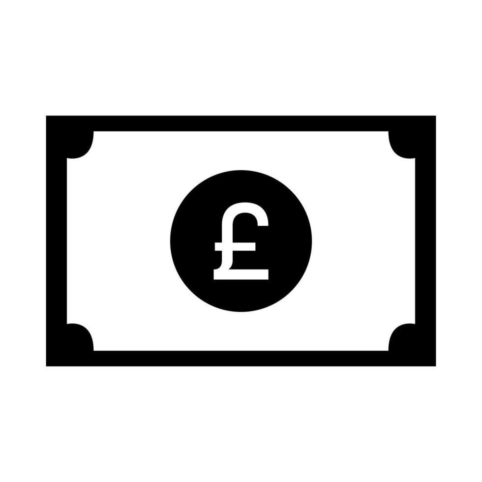 A black and white icon of a pound note vector