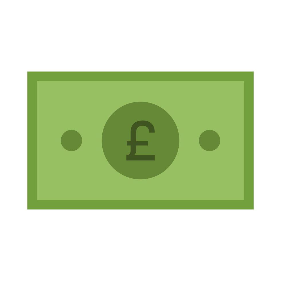 A green pound note with a pound sign on it vector