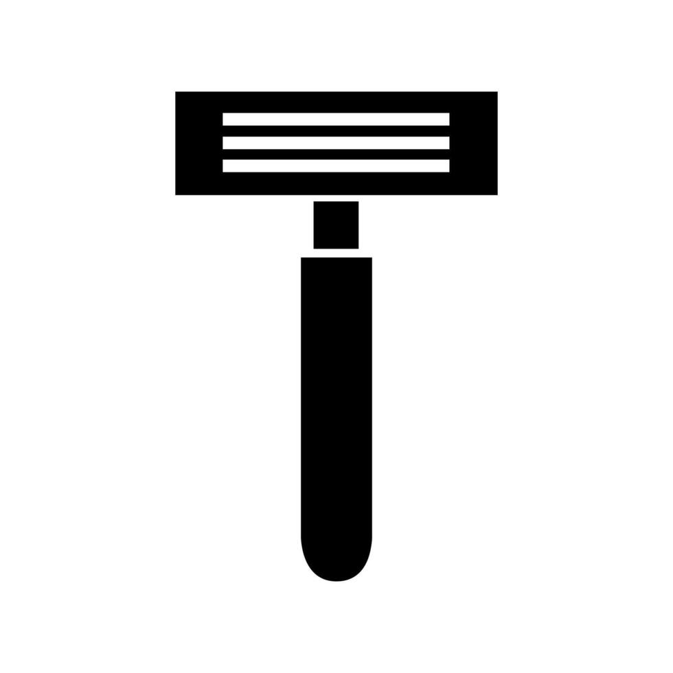 A razor is shown in a black and white icon vector