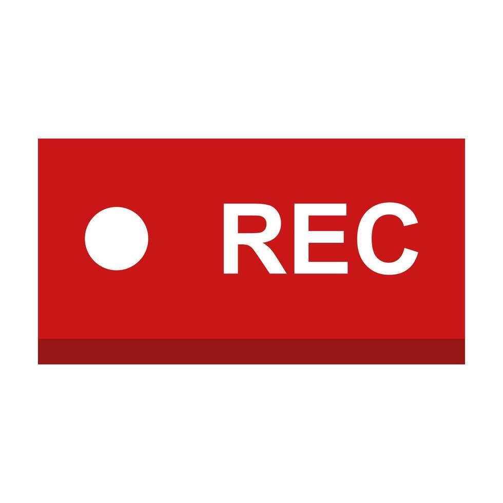 A red button with the word rec on it vector