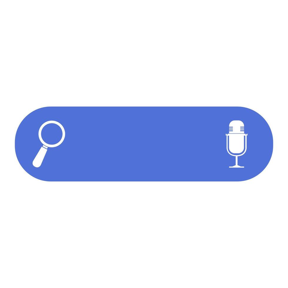 A blue button with a magnifying glass and a microphone vector