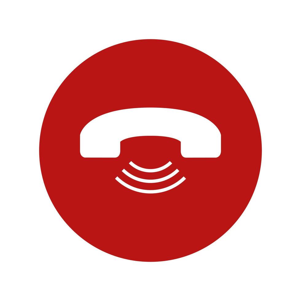A phone icon with a red circle and a white phone vector