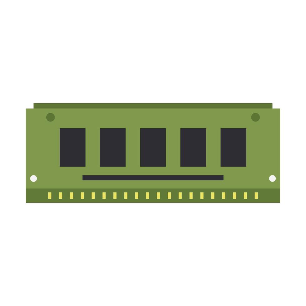 A green computer memory module on a white background vector