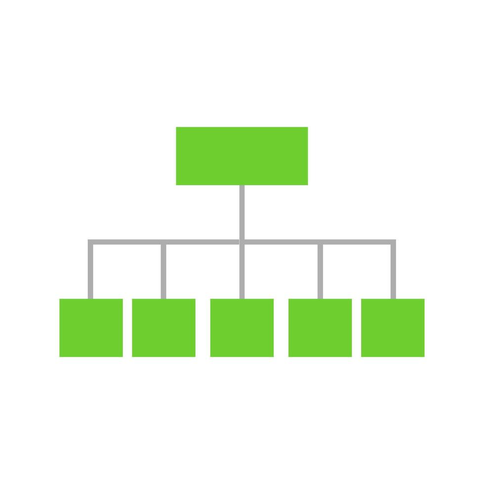An organization chart with green boxes vector
