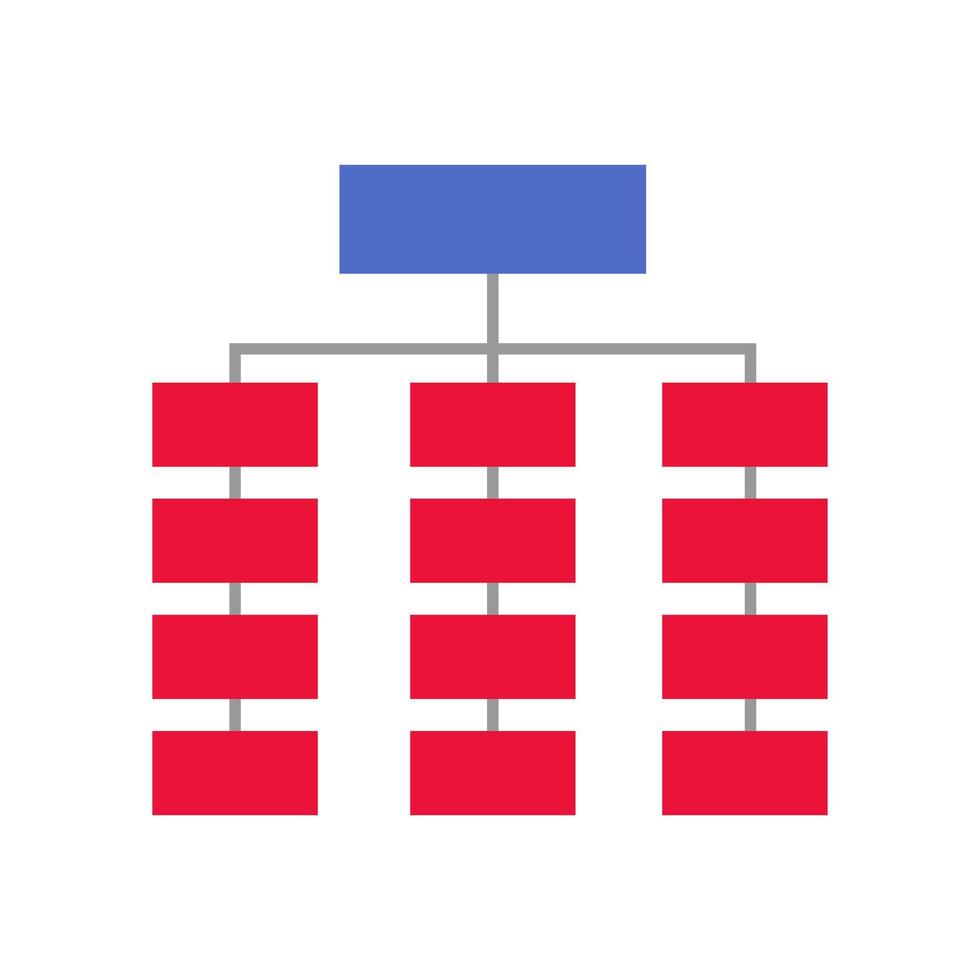 An organization chart with red and blue bars vector