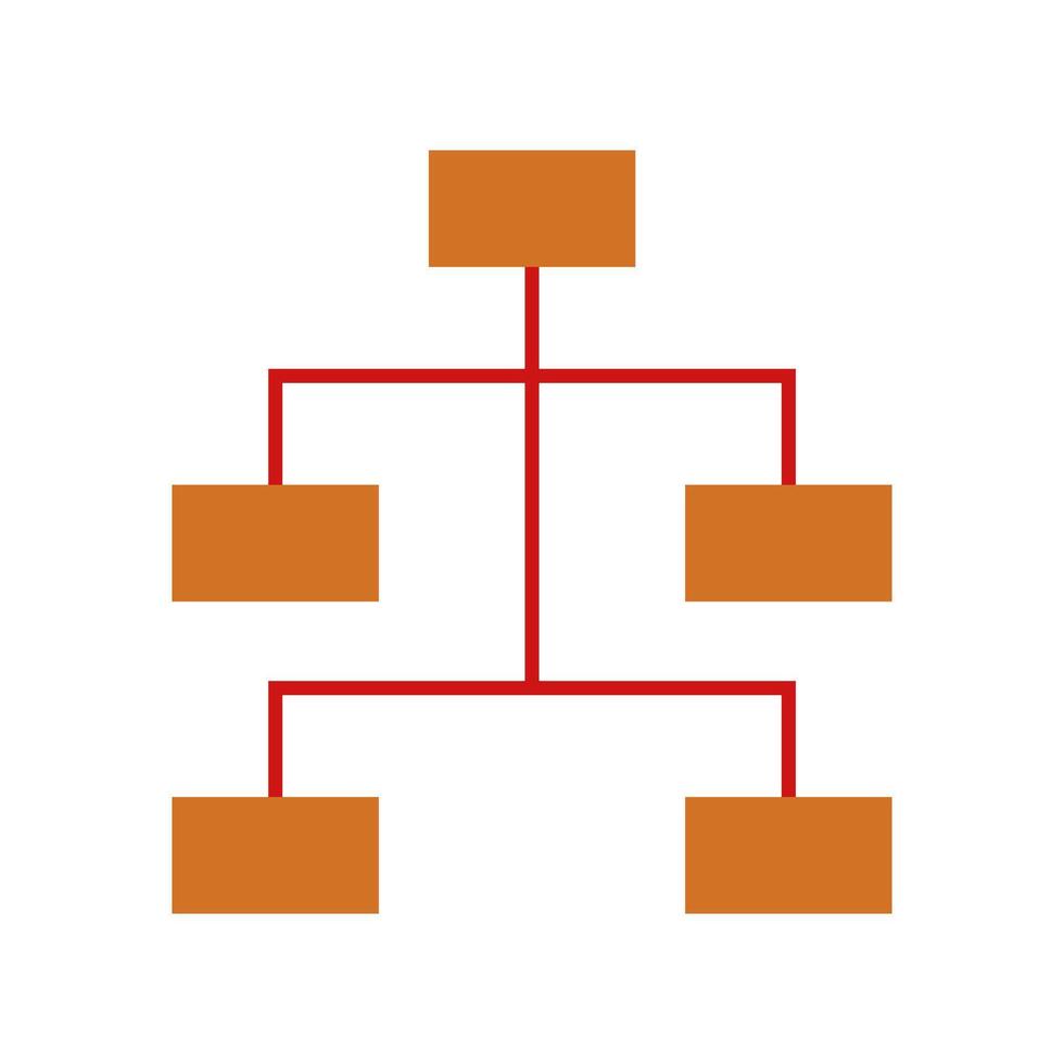 An orange and red tree diagram with four branches vector