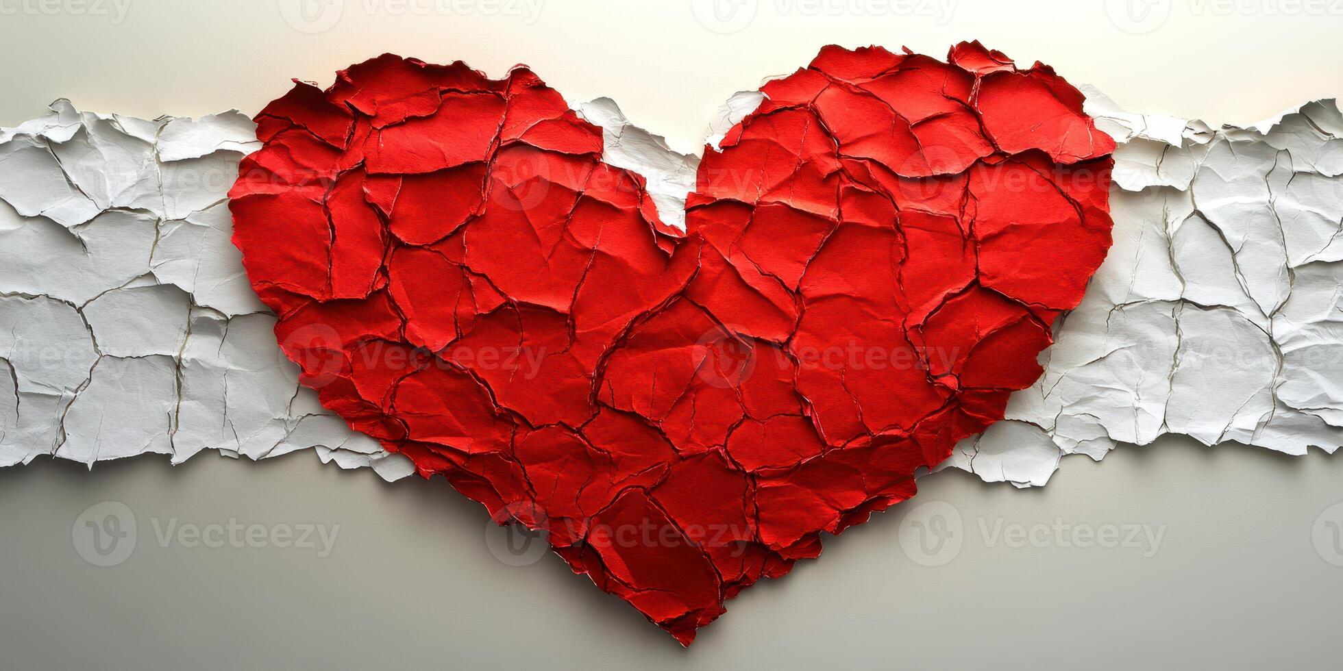 Creative paper art displays a textured heart shape on a contrasting background symbolizing love and emotion photo