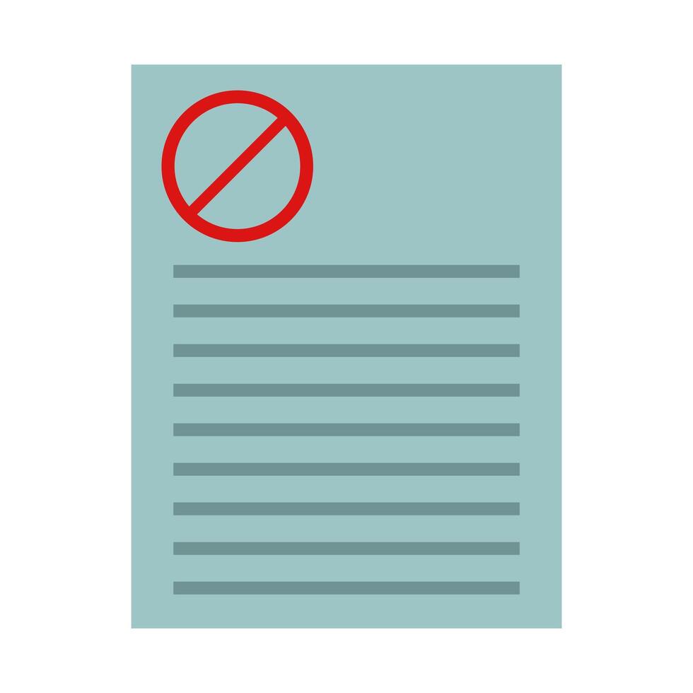 A document with a no entry sign on it vector