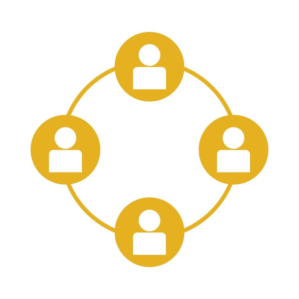 A circle with people in it, with a yellow circle around it vector