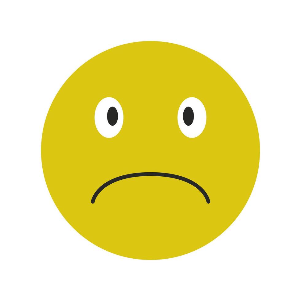 A sad face with a sad expression on a yellow circle vector