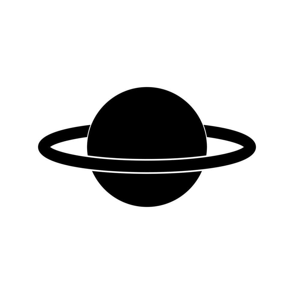 Planet saturn black icon isolated on white background vector