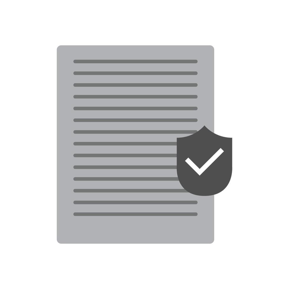 A document with a shield and a check mark vector