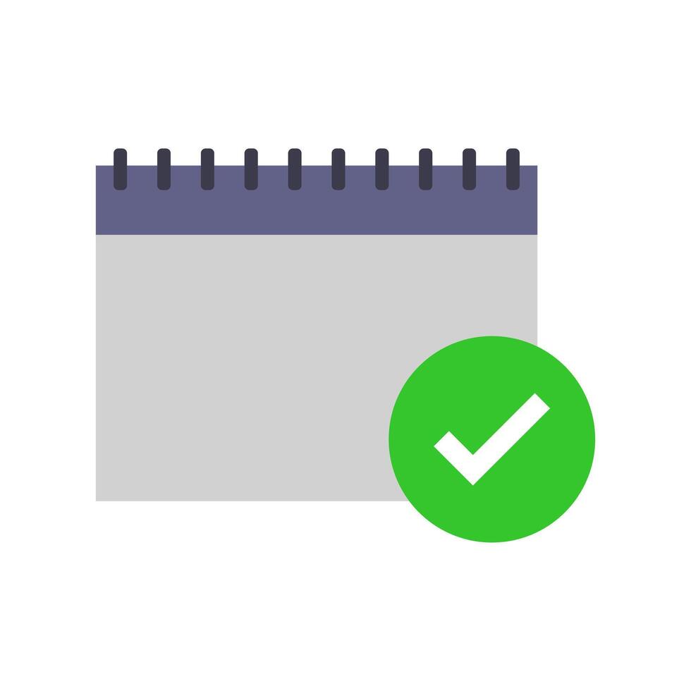 A calendar with a tick mark on it vector