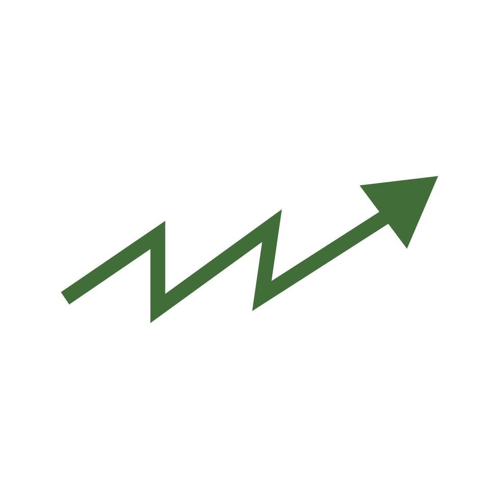 A green arrow pointing upward on a white background vector
