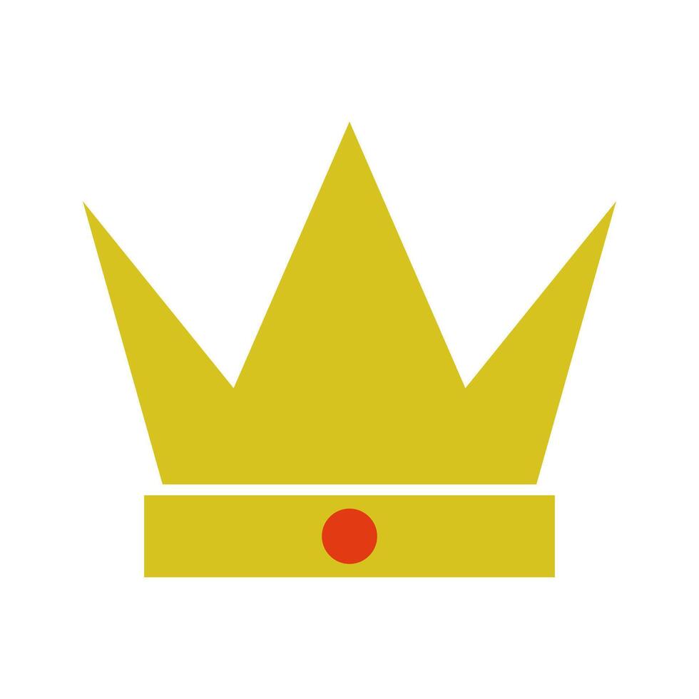 A yellow crown with red dot on top vector