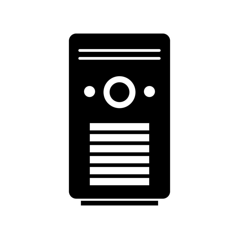 A black and white computer icon on a white background vector