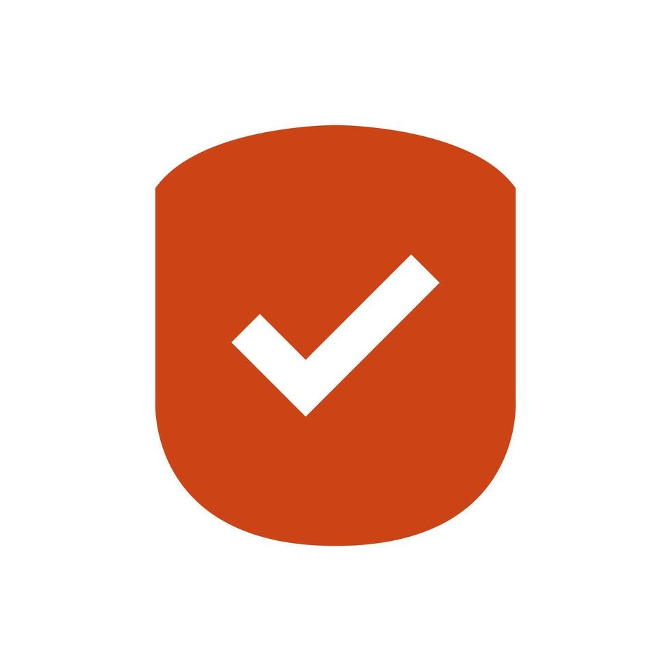 A check mark icon on an orange background vector