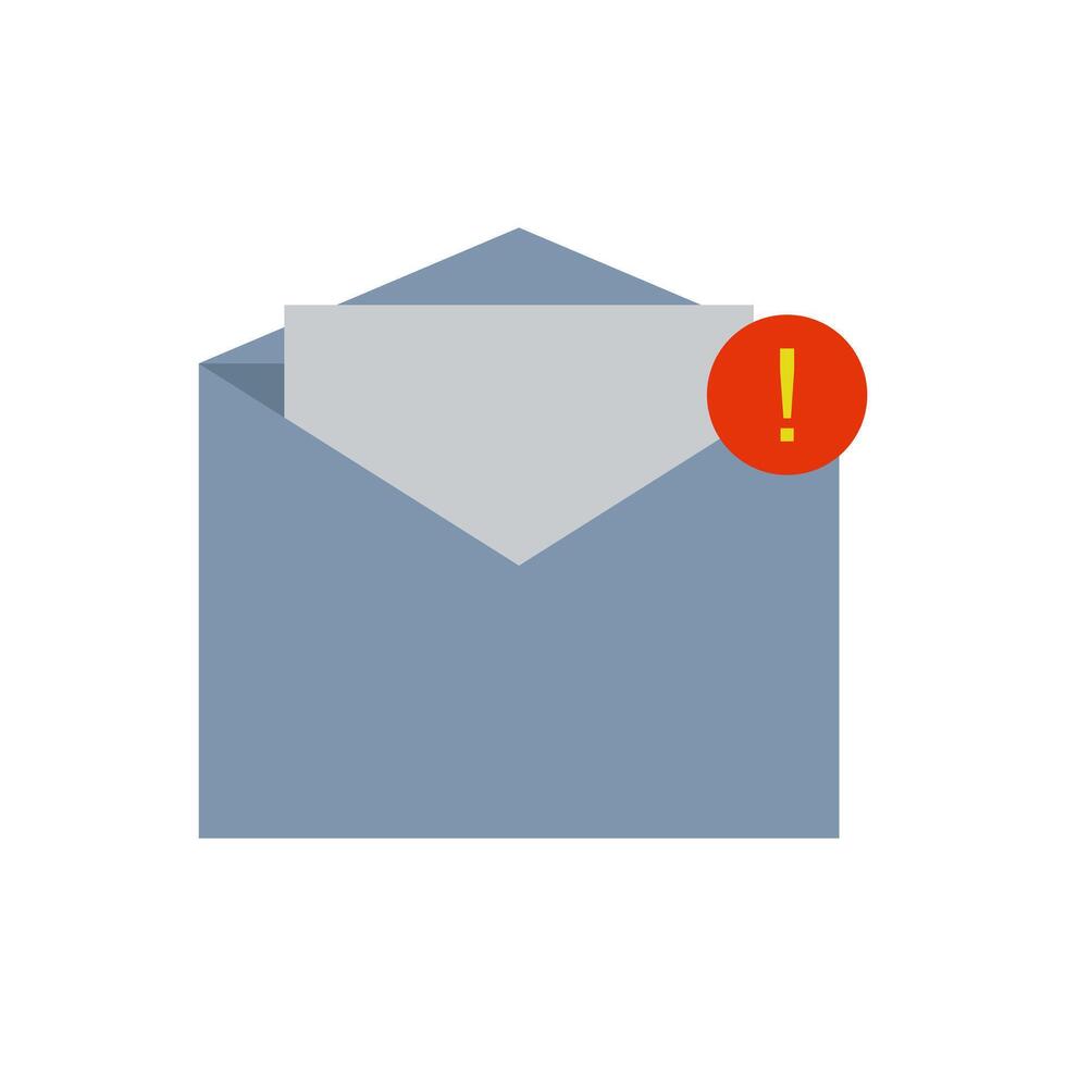 An email with a red exclamation mark on it vector