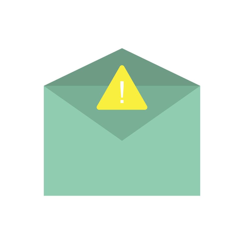 An envelope with a yellow caution sign on it vector