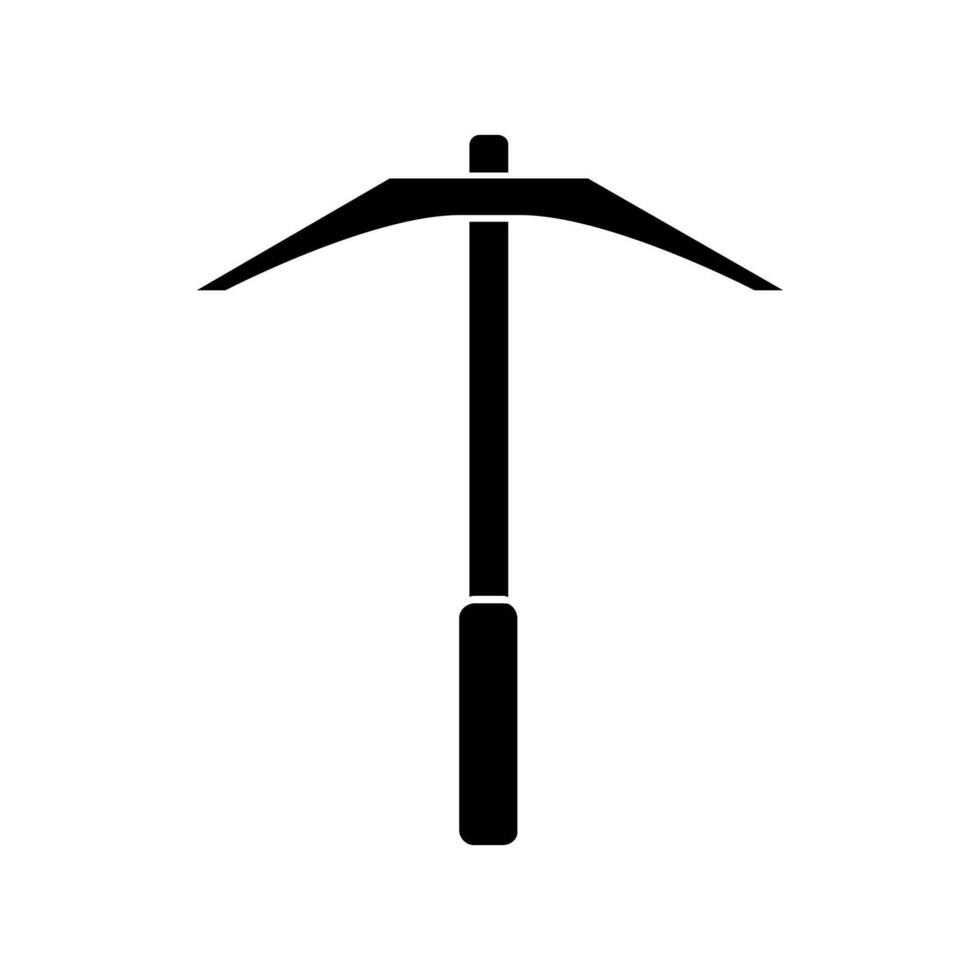 A black and white icon of a pickaxe vector